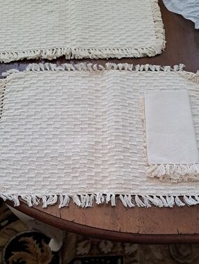 Woven Fringe Placemat Set in Cream Set Of 4